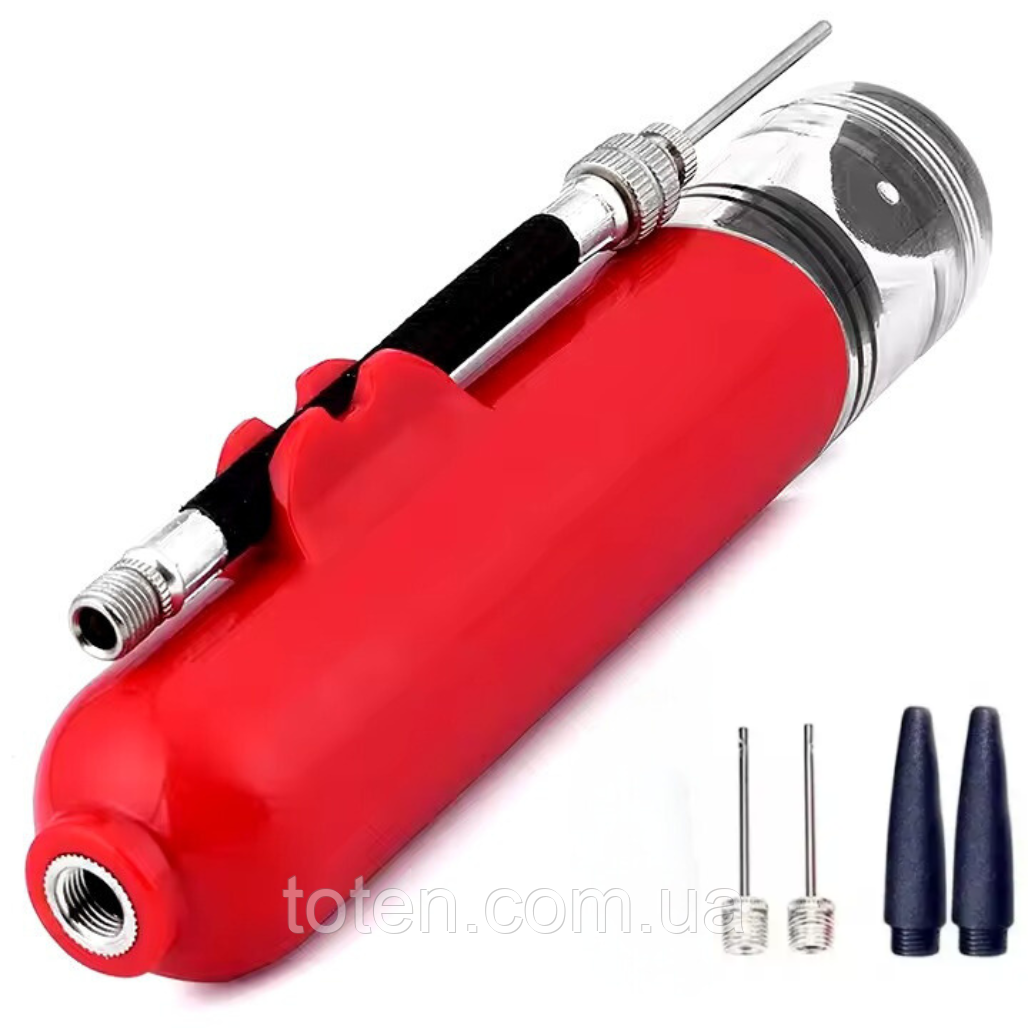 Ручний насос для м'ячів CZST-019 з 3 голками в комплекті, у червоному кольорі топ, фото 1