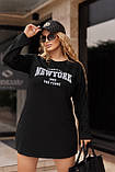 Коротке спортивне жіноче плаття з довгим рукавом із принтом із двонитки, фото 5