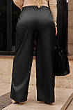 Модні штани палаццо класичні штани палаццо з екошкіри шкіряні штани жіночі широкі палаццо на резинці, фото 4