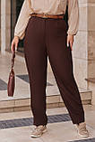 Класичні укорочені штани звужені донизу жіночі повсякденні штани великі розміри класика штани, фото 2