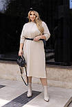 Трикотажне жіноче плаття міді з розрізами з боків стильне повсякденне великого розміру, фото 6