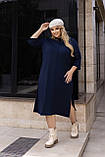 Трикотажне жіноче плаття міді з розрізами з боків стильне повсякденне великого розміру, фото 4