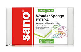 Губка для миття без миючих засобів Sano Sushi Wonder з додатковим зеленим шаром 6 шт