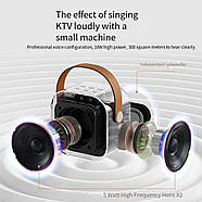 Портативна Bluetooth колонка з 2 караоке мікрофонами Music With Karaoke Рожева Колонка RGB з підсвічуванням, фото 4