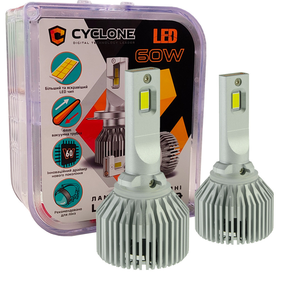 Лампа світлодіодна для фар Cyclone LED Type 49 H27 6000K 17500LM 2 шт комплект, фото 1