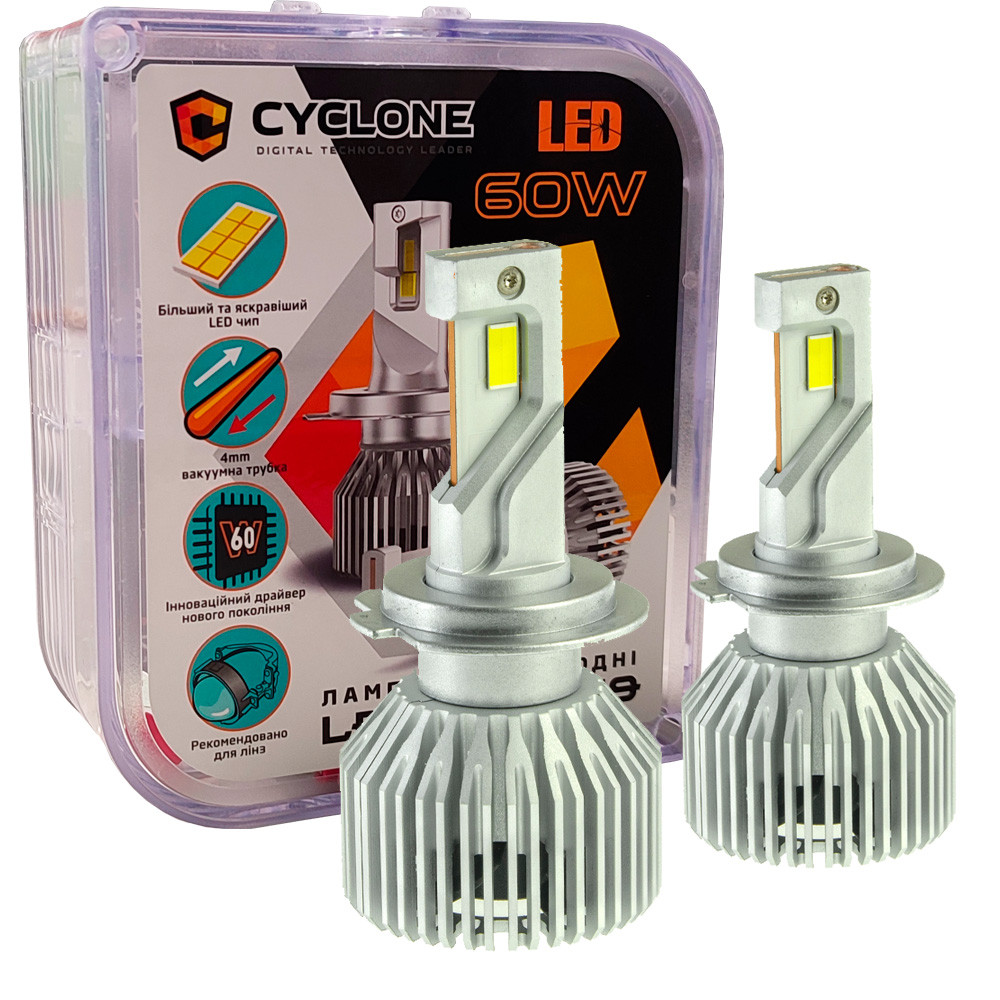 Лампа світлодіодна для фар Cyclone LED Type 49 H7 6000K 17500LM 2 шт комплект