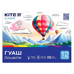 Гуаш набір Kite Classic 12 кольорів 20 мл K-063