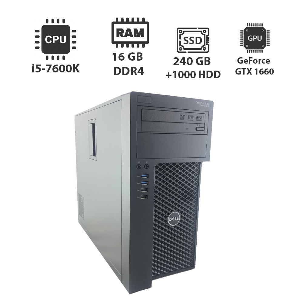 Ігровий ПК Dell Precision 3620 MT/ Core i5-7600K/ 16 GB RAM/ 240 GB SSD + 1000 GB HDD/ GeForce GTX 1660 6GB
