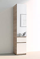 Шкаф-пенал с зеркалом "Брайт" 400х520х2000 h Мастер Форм . Дуб сонома / Белый (Телескопич. направляющие.)