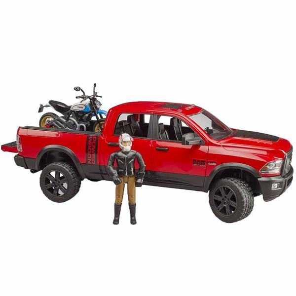 Автомодель Bruder Позашляховик Dodge RAM 2500 з мотоциклістом 1:16