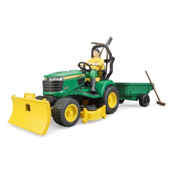 Модель Bruder Садовий трактор John Deere з причепом та фігуркою садівника 1:16