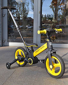 Дитячий велосипед трансформер з батьківською ручкою Profi Kids MB 1021 колеса 12" Жовтий