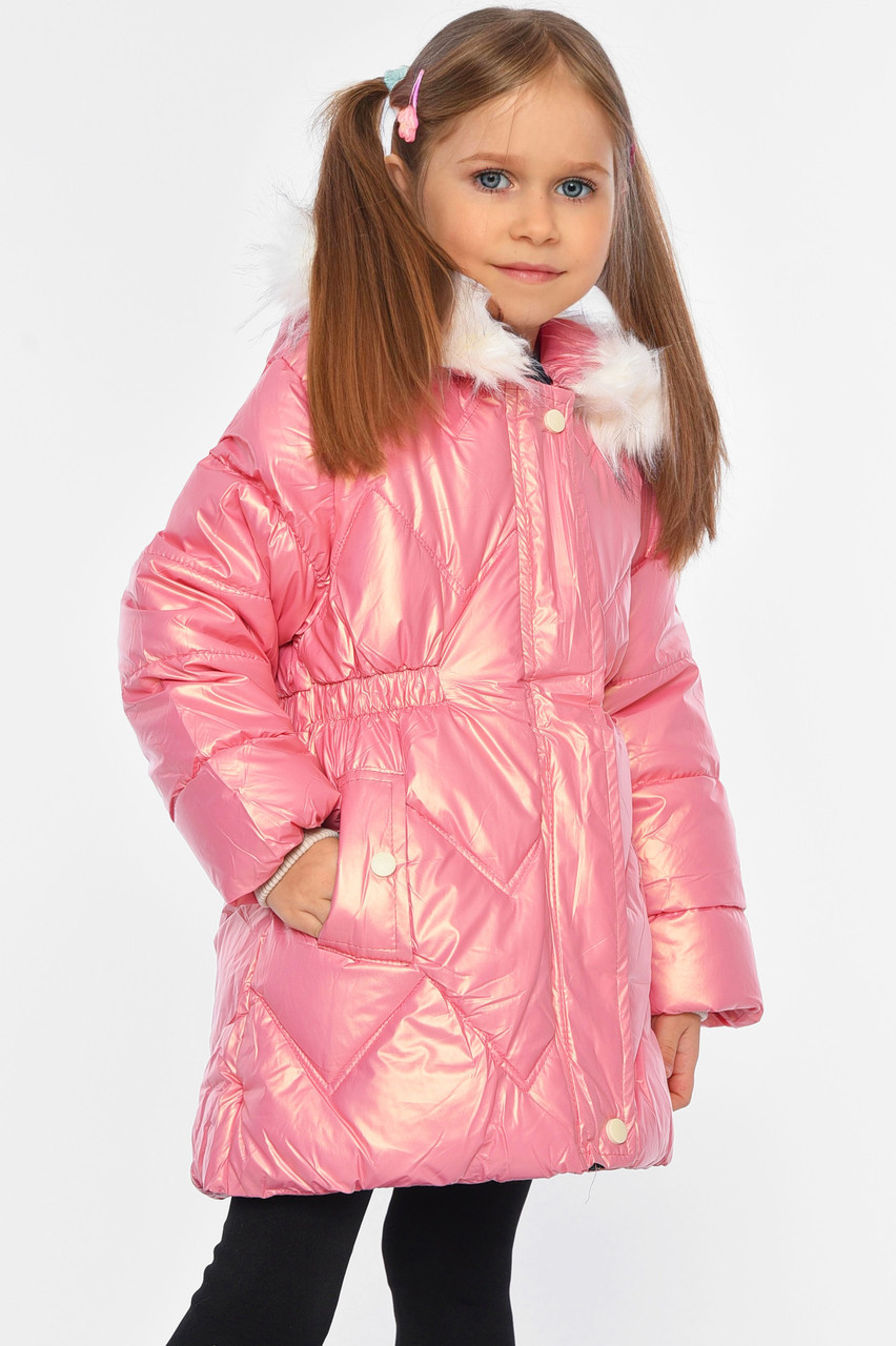 Куртка дитяча для дівчинки єврозима на штучному хутрі рожевого кольору р.3 193346T Безкоштовна доставка, фото 1