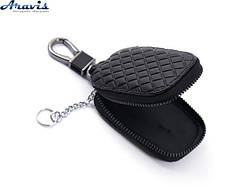 Чохол для ключів з карабіном Skoda зелена екошкіра Ромб