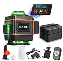Лазерний рівень нівелір  HILDA 4D зелений луч  з OLED  дисплеєм та пультом