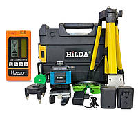Лазерний рівень нівелір Hilda 4D PRO версія з приймачем пульт зелений промінь + штатив 1 м