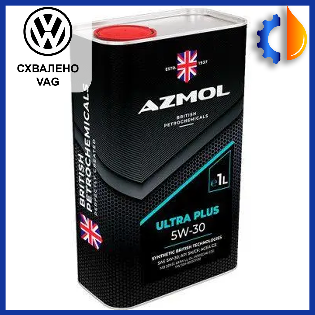 Енергоощадна синтетична моторна олива AZMOL Ultra Plus 5W-30 504.00/507.00 1л, гарна олія Азмол