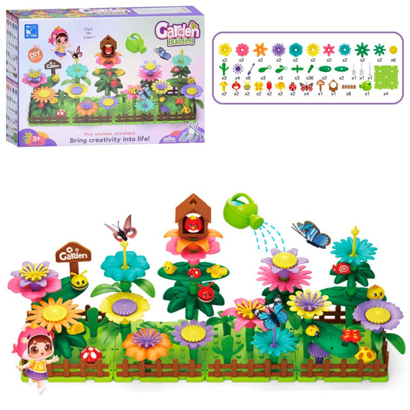 Конструктор CJ-2027A, сад, квіти, комахи, 124 деталі, фото 1