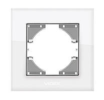 Рамка скляна для розетки одинарна горизонтальна BINERA Білий
