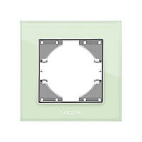 Рамка під розетку зелене скло одинарна BINERA горизонтальна