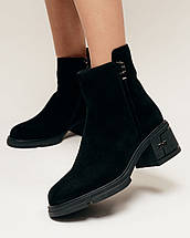 Черевики на підборах зимові Fabio Monelli 188641 36 чорні замші хутро, фото 2