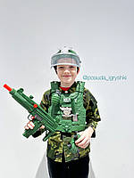 Набір військового (костюм 37*47см, шлем, пістолет, граната, ніж) в кульку M012A р.64*42*13.5см, фото 2