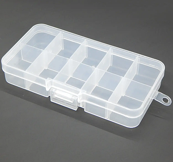 Контейнер для рукоділля 10 комірок Органайзер для намистин 12.6*6.3 см Прозорий (KG-12032)