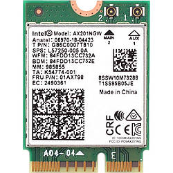 Модуль WI-FI + Bluetooth M.2 Intel AX201NGW (2.4Gbps 802.11ax+BT5.0, MIMO 2x2)
