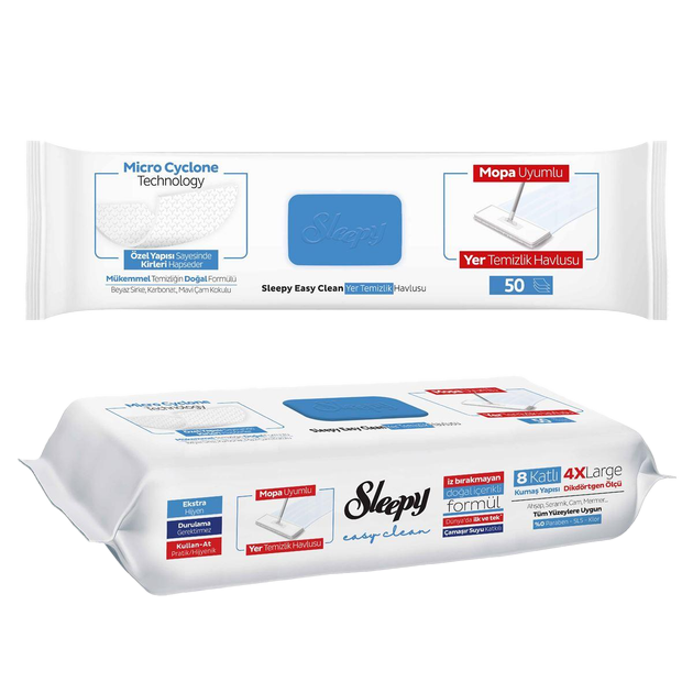 Вологі серветки SLEEPY Easy Clean Mop з синім клапаном 50шт.