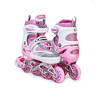 Блискучі ролики рожеві з регульованим розміром для дівчаток Happy Pink розмір 34-37