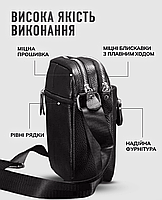 Сумка барсетка шкіряна чоловіча через плече Tiding Bag TM-44180 чорна, фото 7