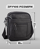 Сумка барсетка шкіряна чоловіча через плече Tiding Bag TM-44180 чорна, фото 5
