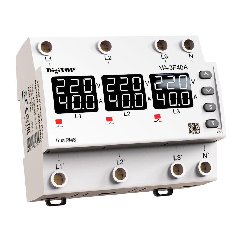 Реле напруги з контролем струму - VA-3F40A M6W
