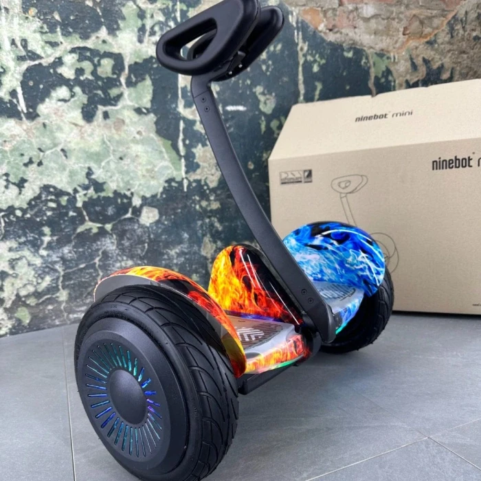 Гіроскутер з ручкою дитячий сігвей Segway Xiaomi NineBot Mini Гіроборд з Ручкою вогонь і лід