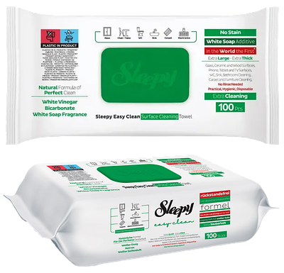 Вологі серветки «SLEEPY» для прибирання Easy Clean з зеленим клапаном 100шт.