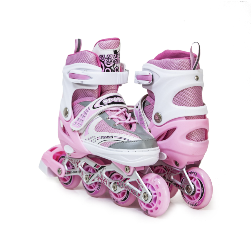 Блискучі ролики рожеві з регульованим розміром для дівчаток Happy Pink розмір 34-37