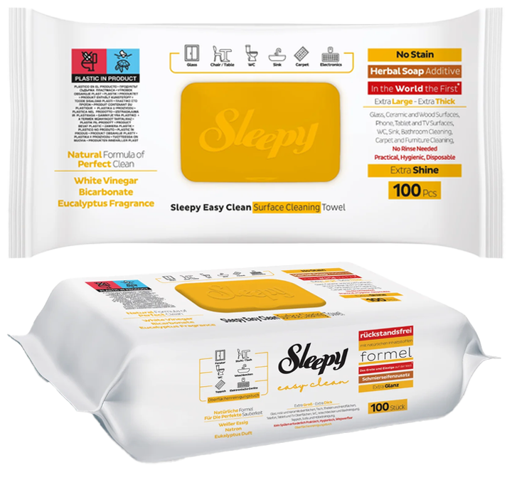 Вологі серветки «SLEEPY» для прибирання Easy Clean з жовтим клапаном 100шт.