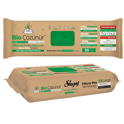 Вологi cерветки «SLEEPY» Bio Easy Clean Tea Tree з зеленим клапаном 50шт.