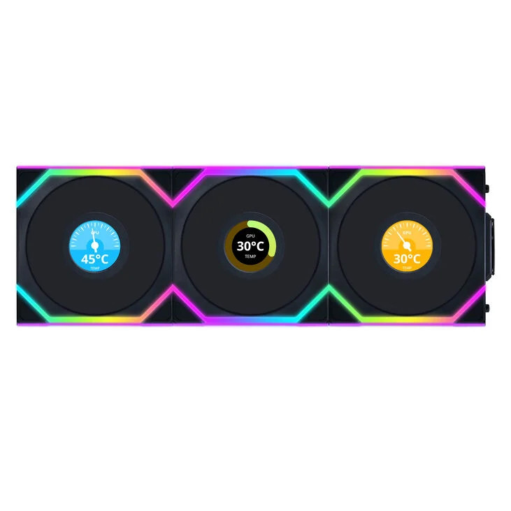 Комплект вентиляторів Lian Li UNI FAN SL Wireless LCD Fan, ARGB, PWM, 3-Pack  - 120 мм, фото 1