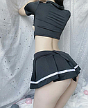 Чорна ігрова уніформа поліцейського, спідниця стрінги та топ, фото 2