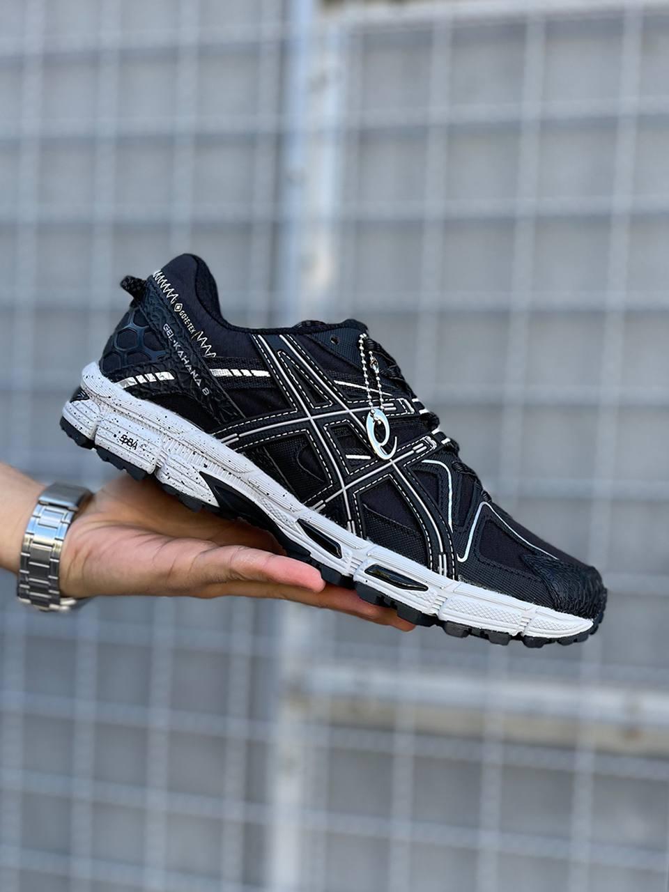 Чоловічі та жіночі кросівки Asics Gel-Kahana 8 Black White (Чорні) Взуття Асикс Гель Кахана 8 повсякденні шкіра демісезон