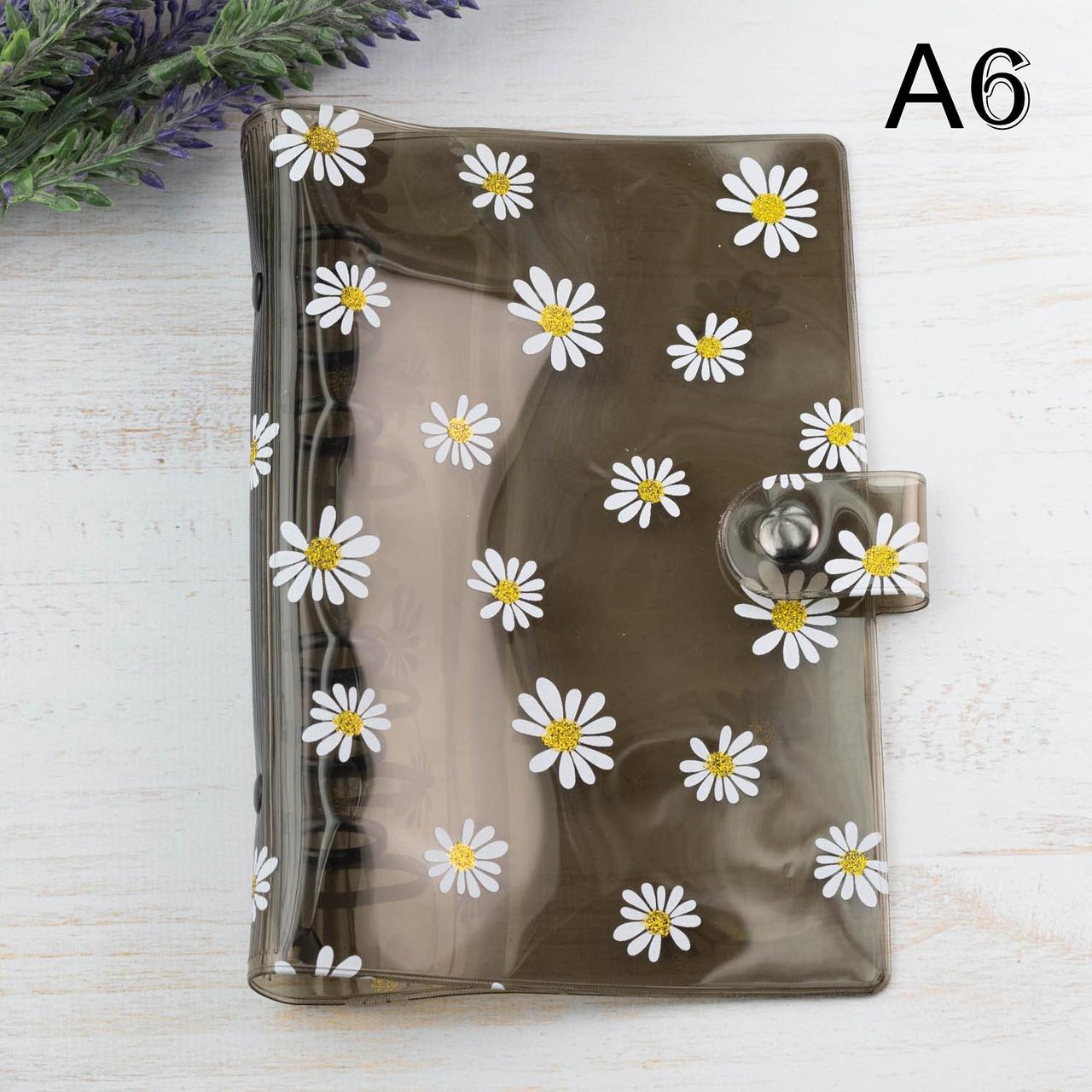 Силіконова обкладинка для байндера в білу ромашку Чорний А6 діаметр 20мм KDP050, фото 1