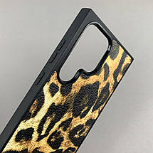 Чохол для Samsung Galaxy S24 Ultra чохол з принтом leopard skin на самсунг с24 ультра чорний з коричневим a01o, фото 4