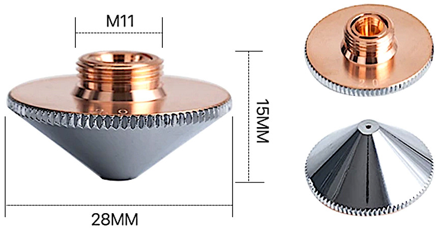 Одинарне сопло 0.8 mm хром, D28, H15мм M11 Precitec