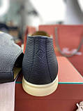 Лофері чоловічі Loro Piana Open Walk шкіряні туфлі чорного кольору з хутряною устілкою, фото 2