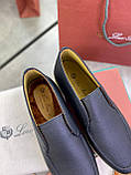Лофері чоловічі Loro Piana Open Walk шкіряні туфлі чорного кольору з хутряною устілкою, фото 10
