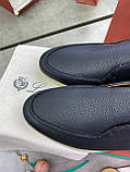 Лофері чоловічі Loro Piana Open Walk шкіряні туфлі чорного кольору з хутряною устілкою, фото 9
