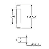 Запобіжник циліндричний плавкий 2A T 6,3x32мм 250В [6710283] CH ETI, фото 2