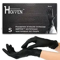 Нітрилові рукавички Hoffen, 3.5 грами, S (6-7), чорні, 100 шт