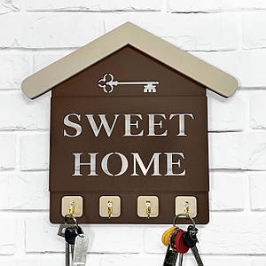 Настінна ключниця з дерева "Милий дім" 33 х 35 см. Ідеальний подарунок до будь-якого свята.